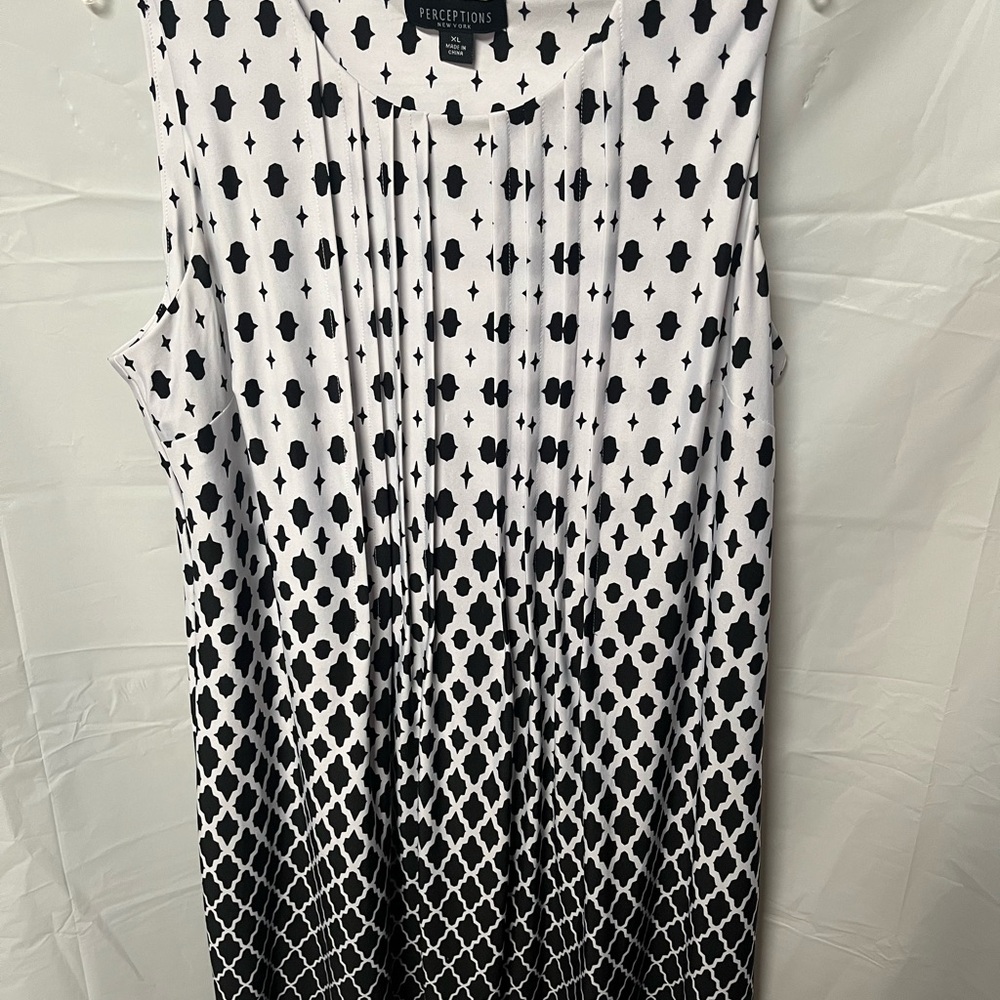 Perceptions Black and White Patterned Dress